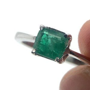 Swat Valley Emerald .50ct Solid 18K White Gold Ring